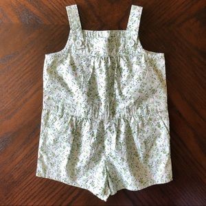 Baby Gap green floral shorts overalls